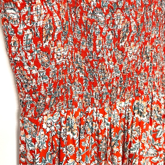 Old Navy Floral Paisley Smocked Midi Dress M Red White Blue Spaghetti Strap NWT - Picture 6 of 13
